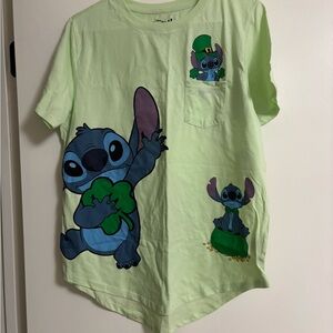 Disney Light Green Tee with Stitch Design